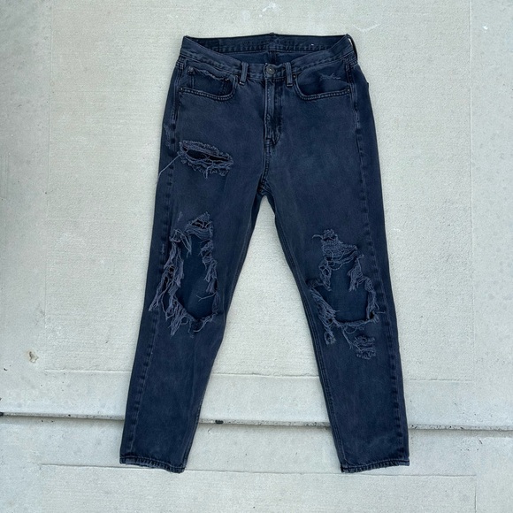 American Eagle 90s Slim Boyfriend Black Distressed Jeans Women’s Size 6 Regular - Picture 1 of 5